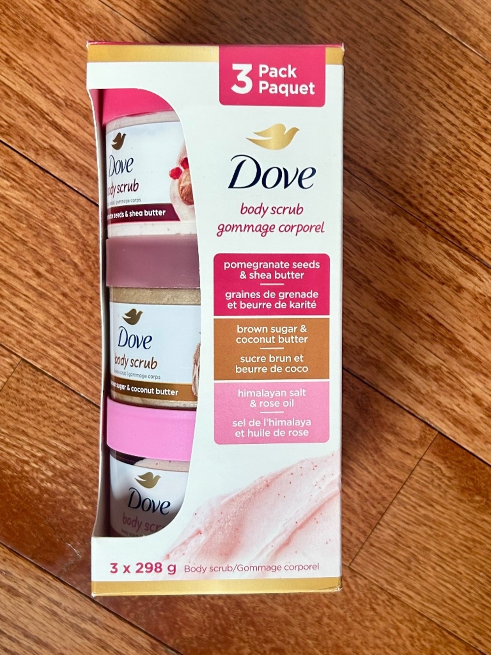 DOVE Body Scrub 3 Pack 298g each/894g Total